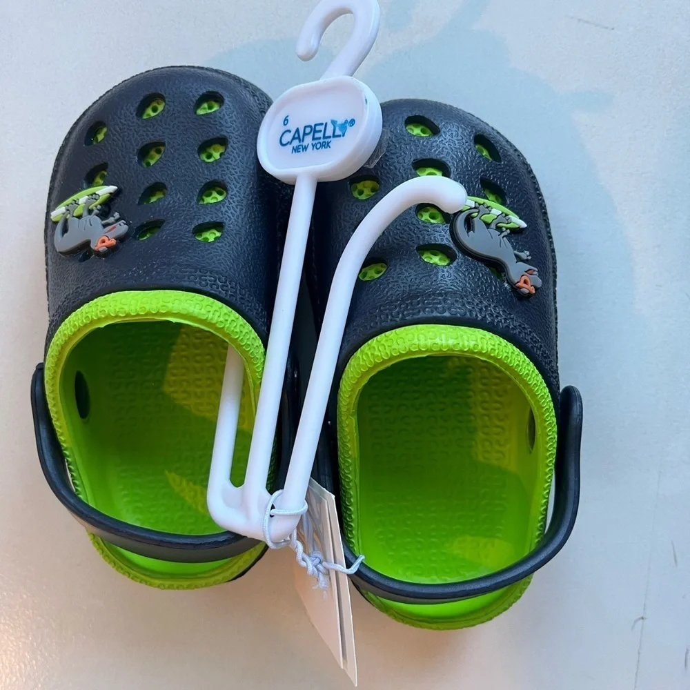 Capelli of New York Blue and Green Kids dinosaur Clogs Crocs